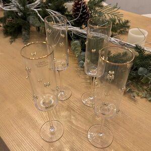 Viral gold bow champagne glass x 4
